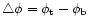 $\triangle \phi=\phi_{\rm t} -
\phi_{\rm b}$