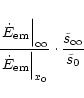 \begin{displaymath}
\frac{\left.\dot E_{\rm em}\right\vert _{\infty}}
{\left.\...
...ht\vert _{x_0}}
\cdot\frac{\tilde{s}_{\infty}}{\tilde{s}_{0}}
\end{displaymath}