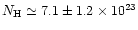 $N_{\rm H}\simeq7.1\pm1.2\times 10^{23}$