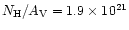 $N_{\rm H}/A_{\rm V}=1.9\times10^{21}$