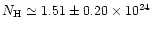 $N_{\rm H}\simeq1.51\pm0.20\times 10^{24}$