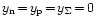 $y_{\rm n}\!=\!y_{\rm p}\!=\!y_\Sigma\!=\!0$