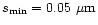 $s_{\min} = 0.05~\mu {\rm m}$