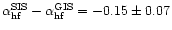 $\alpha^{\rm SIS}_{\rm hf}-\alpha^{\rm
GIS}_{\rm hf}=-0.15\pm 0.07$