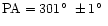 ${\rm PA}=301\hbox{$^\circ$ }\pm1\hbox{$^\circ$ }$