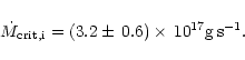 \begin{displaymath}\dot{M}_{{\rm crit,i}}=(3.2\pm\,0.6)\times\,10^{17}{\rm g\,s}^{-1}.
\end{displaymath}