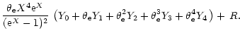 $\displaystyle \frac{\theta_{\rm e} X^{4} {\rm e}^{X}}{({\rm e}^{X}-1)^{2}} \, \...
...Y_{2} + \theta_{\rm e}^{3} Y_{3} + \theta_{\rm e}^{4} Y_{4} \, \right)
+ \, R .$