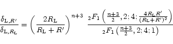\begin{displaymath}%
\frac{\delta_{{\rm L},R'}}{\delta_{{\rm L},R_{\rm L}}} = \l...
... \right) } { _2 F_1 \left( \frac{n+3}{2} , 2 ; 4 ; 1 \right) }
\end{displaymath}