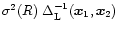 $\sigma^2(R) \; \Delta_{\rm L}^{-1}({\vec x}_1,{\vec x}_2)$