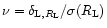 $\nu=\delta_{{\rm L},R_{\rm L}}/\sigma(R_{\rm L})$