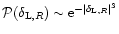${\cal P}(\delta_{{\rm L},R}) \sim {\rm e}^{-\vert\delta_{{\rm L},R}\vert^3}$