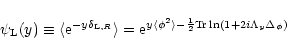 \begin{displaymath}%
\psi_{\rm L}(y) \equiv \langle{\rm e}^{-y \delta_{{\rm L},R...
...ngle- \frac{1}{2} {\rm Tr}\ln(1+2 i \Lambda_y \Delta_{\phi}) }
\end{displaymath}