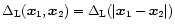 $\Delta_{\rm L}({\vec x}_1,{\vec x}_2) = \Delta_{\rm L}(\vert{\vec x}_1-{\vec x}_2\vert)$