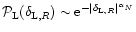 ${\cal P}_{\rm L}(\delta_{{\rm L},R}) \sim {\rm e}^{-\vert\delta_{{\rm L},R}\vert^{\alpha_N}}$