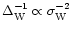$\Delta_{\rm W}^{-1} \propto \sigma_{\rm W}^{-2}$