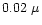 $0.02~\mu$