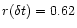 $r(\delta
t) = 0.62$
