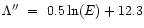 $\Lambda ''~=~0.5\ln (E) + 12.3$