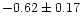 $-0.62\pm 0.17$