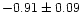 $-0.91\pm 0.09$
