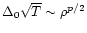 $\Delta_0 \sqrt{T} \sim \rho^{p/2}$