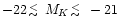 $-22\raisebox{-0.5ex}{$\,\stackrel{<}{\scriptstyle\sim}\,$ }M_K\raisebox{-0.5ex}{$\,\stackrel{<}{\scriptstyle\sim}\,$ }-21$