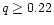 $q \geq 0.22$