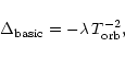 \begin{displaymath}\Delta_{\rm basic} = - \lambda\, T_{\rm orb}^{-2},
\end{displaymath}