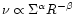 $\nu \propto \Sigma^{\alpha}R^{-\beta}$
