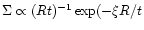 $\Sigma \propto (Rt)^{-1} \exp({-\xi R/t}$