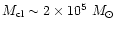 $M_{\rm cl} \sim 2\times 10^{5}~M_{\odot}$
