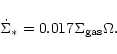 \begin{displaymath}%
\dot{\Sigma}_{*} = 0.017 \Sigma_{\rm gas} \Omega.
\end{displaymath}