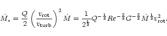\begin{displaymath}%
\dot{M}_{*}=\frac{Q}{2}\left(\frac{v_{\rm rot}}{v_{\rm turb...
...c{2}{3}}
G^{-\frac{2}{3}}\dot{M}^{\frac{1}{3}}v_{\rm rot}^{2}.
\end{displaymath}