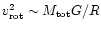 $v_{\rm rot}^{2} \sim M_{\rm tot}G/R$
