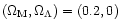 $(\Omega _{\rm M} ,\Omega _\Lambda )=(0.2,0)$