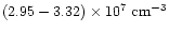 $(2.95-3.32)\times 10^7~{\rm cm}^{-3}$