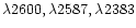 $\lambda{2600},
\lambda{2587}, \lambda{2383}$