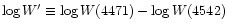 $\log W^\prime \equiv \log W(4471) - \log W(4542)$