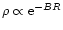 $\rho \propto {\rm e}^{-BR}$