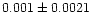 $0.001\pm0.0021$
