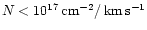 $N < 10^{17} \,{\rm cm^{-2}}/\,{\rm {km\,s^{-1}}}$