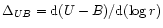 $\Delta_{UB}={\rm d}(U-B) /{\rm d}(\log r)$