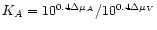 $K_A=10^{0.4\Delta \mu _A}/10^{0.4\Delta \mu _V}$