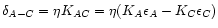 $\delta_{A-C}=\eta K_{AC}=\eta (K_A \epsilon_A-K_C \epsilon_C)$
