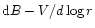 $\mathrm{d}{B-V}/d\log r$