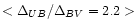 $<\Delta_{UB}/\Delta_{BV}=2.2>$