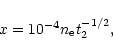 \begin{displaymath}x= 10^{-4} n_{\rm e} t_2^{-1/2},
\end{displaymath}
