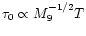 $\tau_{0} \propto M_{9}^{-1/2} T$