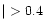 $\mid\,\, > 0.4$