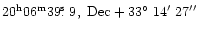 $20^{\rm h}06^{\rm m}39\hbox{$.\!\!^{\rm s}$ }9,~{\rm Dec} +33\hbox{$^\circ$ }14\hbox{$^\prime$ }27\hbox{$^{\prime\prime}$ }$
